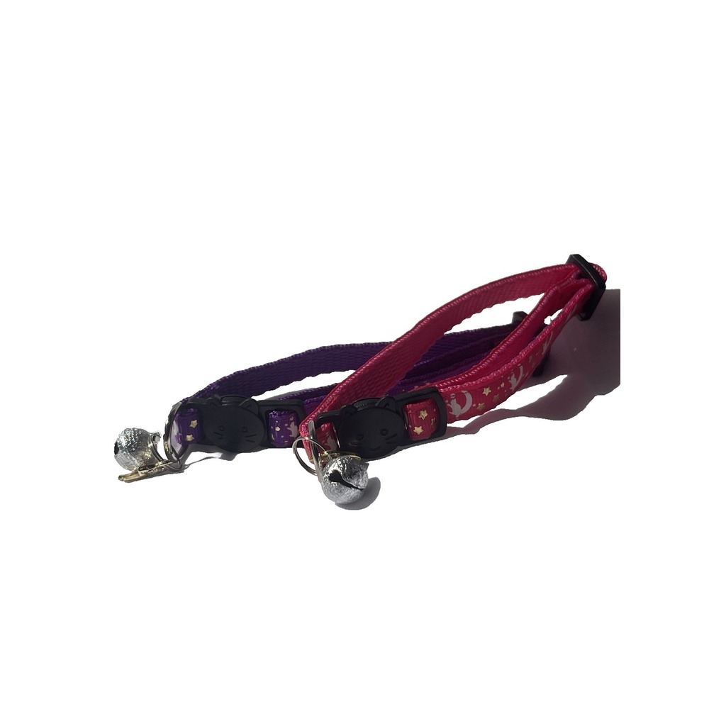 2-Pack Cat Collar w/ Bell Adjustable Kitten Small Dog Pink Purple‎